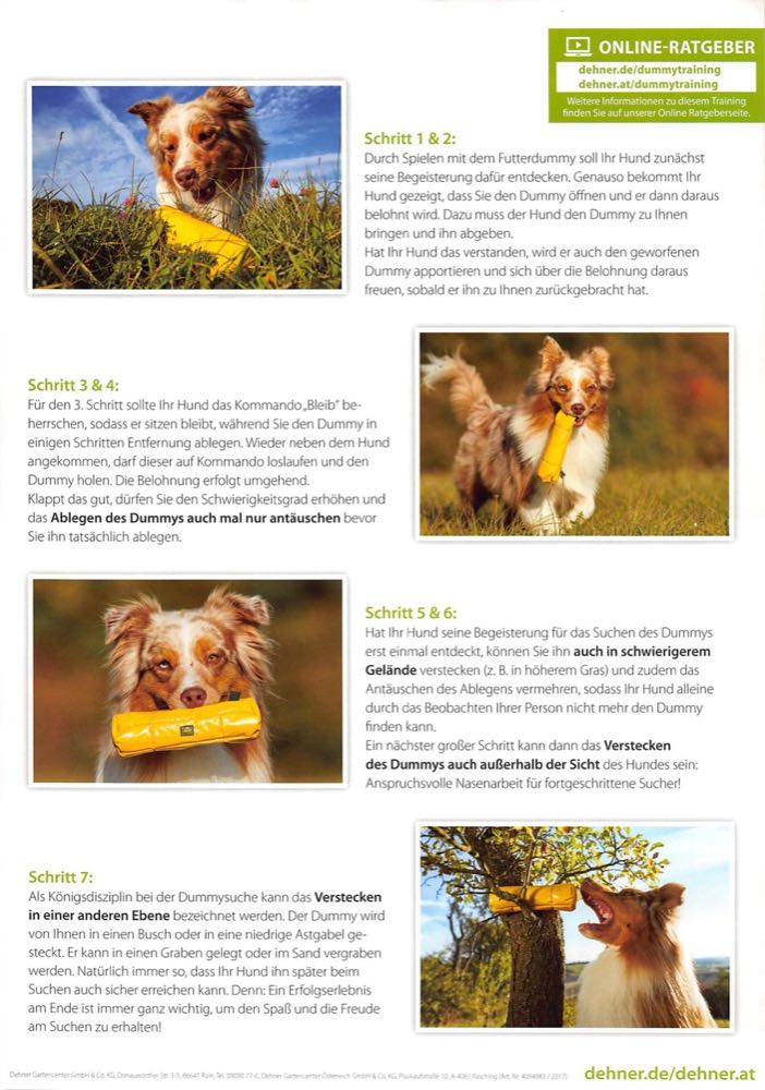 Erklrärvideo, Erklärfilm und Fotos rund im das Training mit dem Futterdummy für Hunde